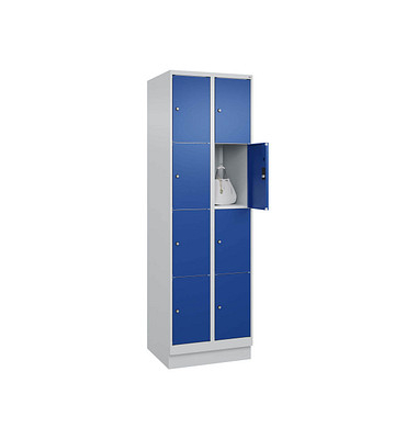 Schließfachschrank Classic PLUS enzianblau, lichtgrau 080020-204 S10003, 8 Schließfächer 60,0 x 50,0 x 185,0 cm