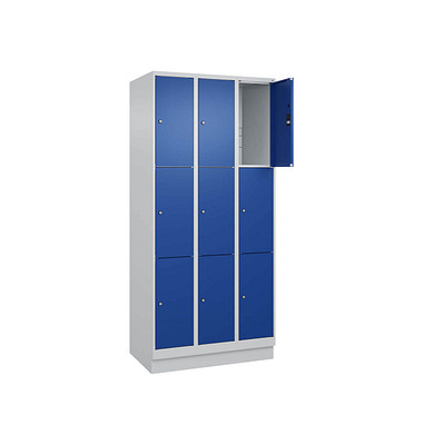 Schließfachschrank Classic PLUS enzianblau, lichtgrau 080020-303 S10003, 9 Schließfächer 90,0 x 50,0 x 195,0 cm