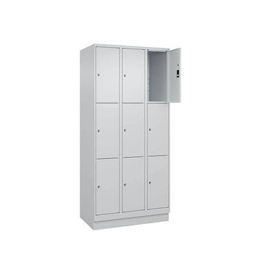 Schließfachschrank Classic PLUS lichtgrau 080020-303 S10009, 9 Schließfächer 90,0 x 50,0 x 195,0 cm
