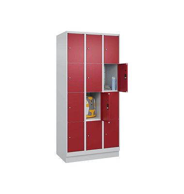 Schließfachschrank Classic PLUS lichtgrau, rubinrot 080020-304 S10001, 4 Schließfächer 90,0 x 50,0 x 185,0 cm