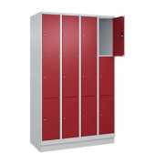 Schließfachschrank Classic PLUS lichtgrau, rubinrot 080020-403 S10001, 12 Schließfächer 120,0 x 50,0 x 195,0 cm