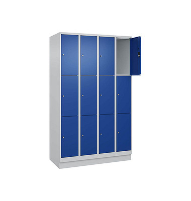 Schließfachschrank Classic PLUS enzianblau, lichtgrau 080020-403 S10003, 12 Schließfächer 120,0 x 50,0 x 195,0 cm
