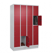 Schließfachschrank Classic PLUS lichtgrau, rubinrot 080020-404 S10001, 16 Schließfächer 120,0 x 50,0 x 185,0 cm