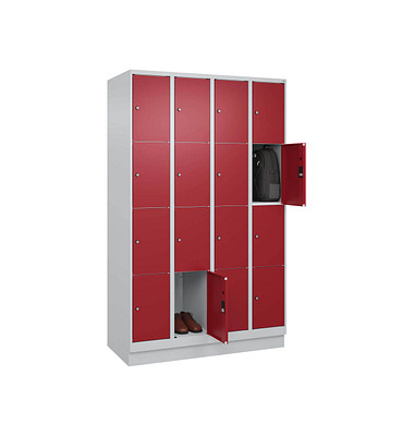 Schließfachschrank Classic PLUS lichtgrau, rubinrot 080020-404 S10001, 16 Schließfächer 120,0 x 50,0 x 185,0 cm