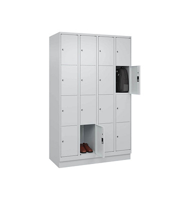 Schließfachschrank Classic PLUS lichtgrau 080020-404 S10009, 16 Schließfächer 120,0 x 50,0 x 185,0 cm