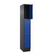 Schließfachschrank Classic PLUS enzianblau, schwarzgrau 080020-103 S10024, 3 Schließfächer 30,0 x 50,0 x 195,0 cm