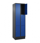 Schließfachschrank Classic PLUS enzianblau, schwarzgrau 080020-203 S10029, 6 Schließfächer 60,0 x 50,0 x 195,0 cm