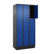 Schließfachschrank Classic PLUS enzianblau, schwarzgrau 080020-303 S10030, 9 Schließfächer 90,0 x 50,0 x 195,0 cm