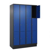 Schließfachschrank Classic PLUS enzianblau, schwarzgrau 080020-403 S10031, 12 Schließfächer 120,0 x 50,0 x 195,0 cm