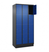 Schließfachschrank Classic PLUS enzianblau, schwarzgrau 080020-304 S10038, 4 Schließfächer 90,0 x 50,0 x 185,0 cm