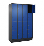 Schließfachschrank Classic PLUS enzianblau, schwarzgrau 080020-404 S10034, 16 Schließfächer 120,0 x 50,0 x 185,0 cm