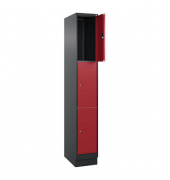 Schließfachschrank Classic PLUS rubinrot, schwarzgrau 080020-103 S10025, 3 Schließfächer 30,0 x 50,0 x 195,0 cm