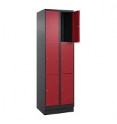 Schließfachschrank Classic PLUS rubinrot, schwarzgrau 080020-203 S10030, 6 Schließfächer 60,0 x 50,0 x 195,0 cm