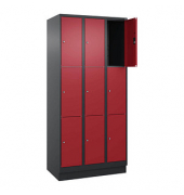 Schließfachschrank Classic PLUS rubinrot, schwarzgrau 080020-303 S10031, 9 Schließfächer 90,0 x 50,0 x 195,0 cm