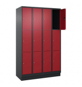 Schließfachschrank Classic PLUS rubinrot, schwarzgrau 080020-403 S10032, 12 Schließfächer 120,0 x 50,0 x 195,0 cm