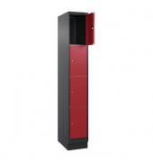 Schließfachschrank Classic PLUS rubinrot, schwarzgrau 080020-104 S10031, 4 Schließfächer 30,0 x 50,0 x 185,0 cm