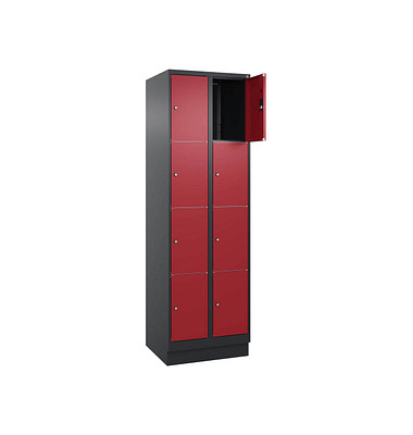 Schließfachschrank Classic PLUS rubinrot, schwarzgrau 080020-204 S10036, 8 Schließfächer 60,0 x 50,0 x 185,0 cm