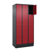 Schließfachschrank Classic PLUS rubinrot, schwarzgrau 080020-304 S10039, 4 Schließfächer 90,0 x 50,0 x 185,0 cm