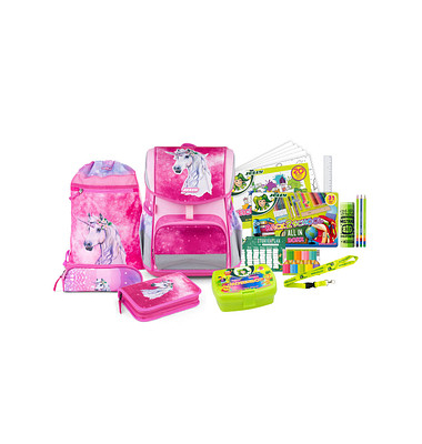 Schulranzen-Set ERGONOMIC FLEXI Kunstfaser pink