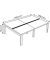 Doppelschreibtisch easyDesk B4P80X120.13.13, 75cm (H), 240x166cm (BxT), rechteckig, weiß / weiß