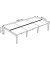 Doppelschreibtisch easyDesk B6P80X120.13.13, 75cm (H), 360x166cm (BxT), rechteckig, weiß / weiß