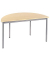 Schreibtisch, 74cm (H), 140x70cm (BxT), halbrund, ahorn / silber