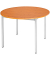 Schreibtisch, 74cm (H), 80x80cm (BxT), rund, kirsche / silber