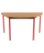 Schreibtisch, 74cm (H), 140x70cm (BxT), halbrund, buche / rot