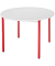Schreibtisch, 74cm (H), 80x80cm (BxT), rund, grau / rot