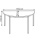 Schreibtisch, 74cm (H), 140x70cm (BxT), halbrund, grau / rot