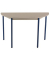 Schreibtisch, 74cm (H), 120x60cm (BxT), halbrund, grau / blau