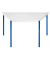 Schreibtisch, 74cm (H), 70/140x70cm (BxT), Trapezform, grau / blau
