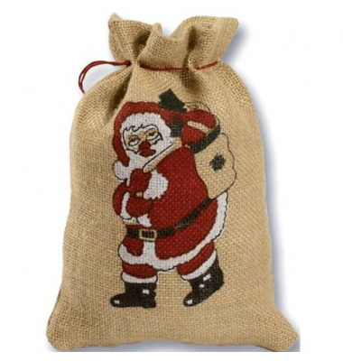 Nikolauss&auml;ckchen J650 klein Jute mit Nikolausmotiv 17x25cm