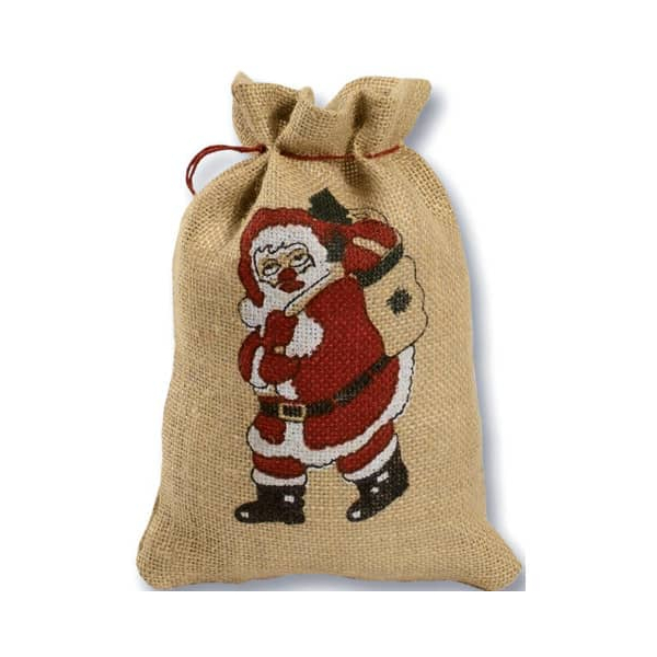 10 Stück Folia Nikolaussäckchen J650 klein Jute mit Nikolausmotiv 17x25cm 4001868004854 Folia