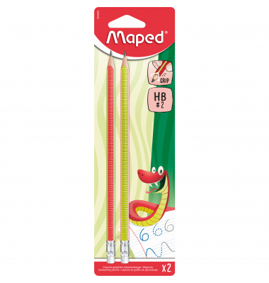 Bleistift-Set GRIP, 853600, H&auml;rte HB, orange/gr&uuml;n, gr&uuml;n/orange, mit Radiergummi