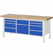 RAU Werkbank 2000x700x840-1040mm 10xSchublade-TA l.gre.bl