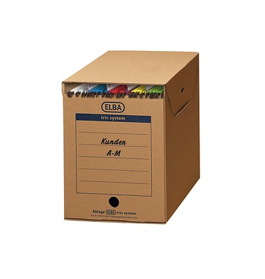 Archivcontainer tric system 100421090, A4, braun, innen 33,3x23,6x30,8cm (TxBxH), Karton