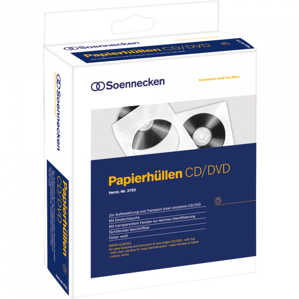 4003630132321 - CD DVD-Hüllen 03750 Papier 124x124mm weiß 4003630132321 100 Stück