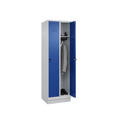 Spind Classic PLUS enzianblau, lichtgrau 080020-20 S10003, 2 Schließfächer 60,0 x 50,0 x 195,0 cm