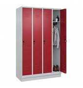 Spind Classic PLUS lichtgrau, rubinrot 080020-40 S10001, 4 Schließfächer 120,0 x 50,0 x 195,0 cm
