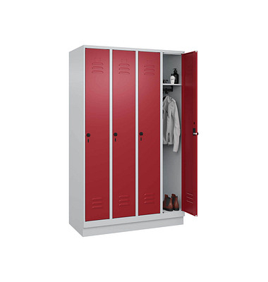 Spind Classic PLUS lichtgrau, rubinrot 080020-40 S10001, 4 Schließfächer 120,0 x 50,0 x 195,0 cm