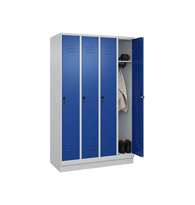Spind Classic PLUS enzianblau, lichtgrau 080020-40 S10003, 4 Schließfächer 120,0 x 50,0 x 195,0 cm