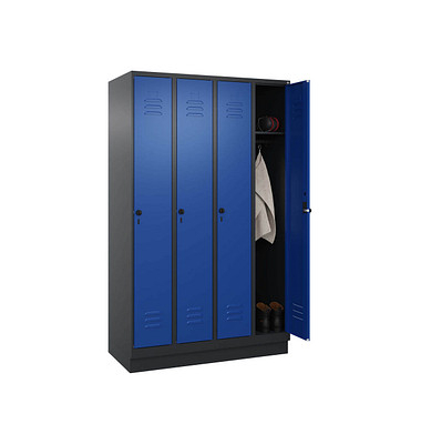 Spind Classic PLUS enzianblau, schwarzgrau 080020-40 S10055, 4 Schließfächer 120,0 x 50,0 x 195,0 cm