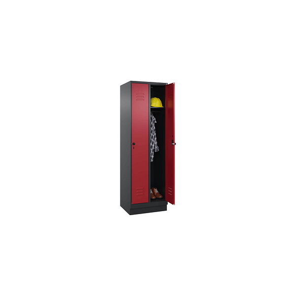 4068427429886 - Spind Classic PLUS rubinrot schwarzgrau 080020-20 S10062 2 Schließfächer 600 x 500 x 1950 cm 4068427429886 C+P-Möbel 4068427429886 - Spind Classic PLUS rubinrot schwarzgrau 080020-20 S10062 2 Schließfächer 600 x 500 x 1950 cm 4068427429886 C+P-Möbel