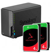 DiskStation DS224+ inklusive 2x 4TB TB Seagate Ironwolf 3.5 HDD DS224++ST4000VN006, schwarz, 0