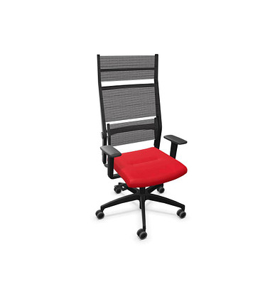 Bürostuhl Lordo Stoff rot, Gestell schwarz