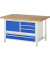 RAU Werkbank 1500x900x840-1040mm 5xSchublade-TA 1xTür l.gre.bl