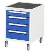 Rollcontainer EUS34AM11, enzianblau/lichtgrau, 4 Schubladen, Stahl, pulverbeschichtet, abschlie&szlig;bar