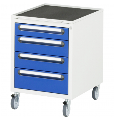 Rollcontainer EUS34AM11, enzianblau/lichtgrau, 4 Schubladen, Stahl, pulverbeschichtet, abschlie&szlig;bar