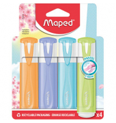 Textmarker Fluo Peps pastell, 742510, Etui, 4-farbig sortiert, 1-5mm Keilspitze